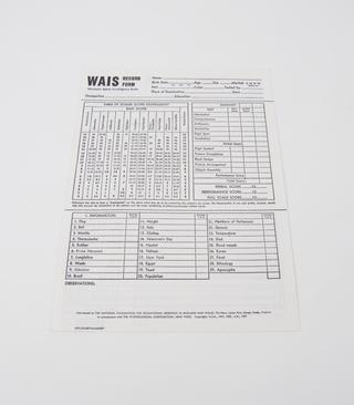 Wechsler Adult Intelligence Scale Record Form