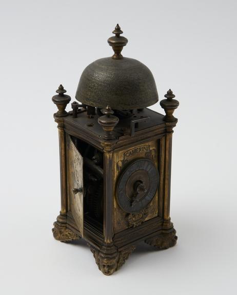 Italian copper-gilt chamber clock by Camerini of Turin