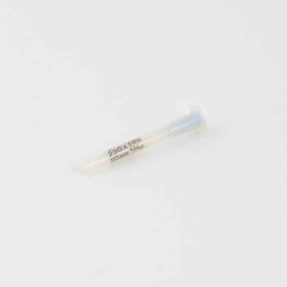 Hypodermic needle, sterile, in plastic container