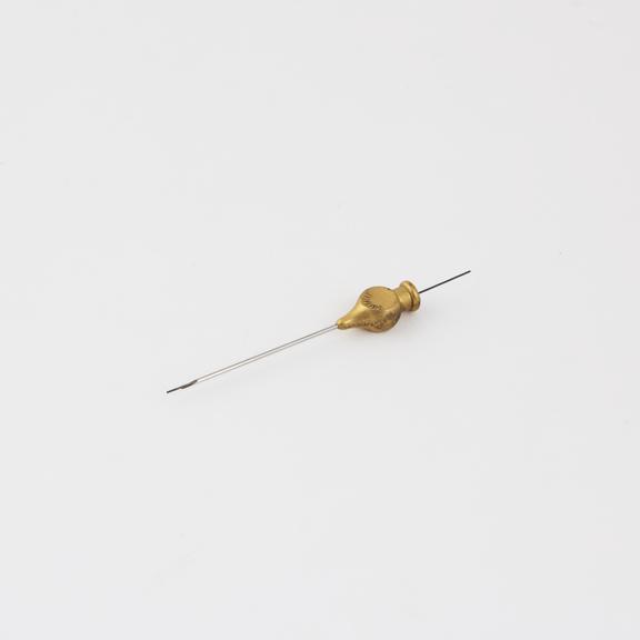 Hypodermic needle, steel with gilt mount, by Summit, London