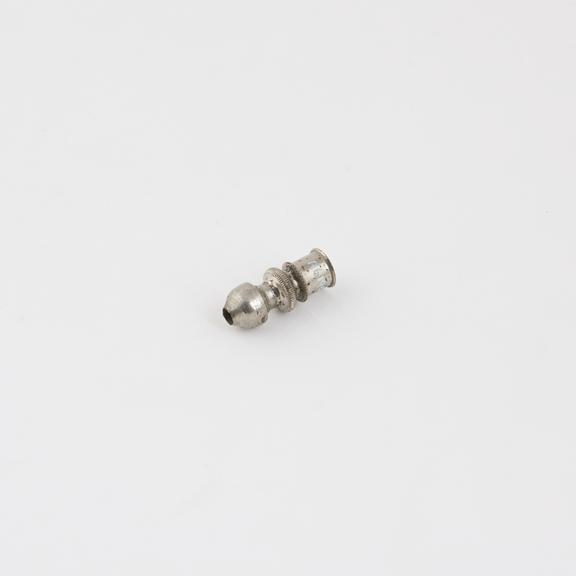 Mount for intravenous needle(?), push fit, nickel plated brass