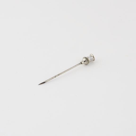 Large hypodermic needle, nickel plated metal, push-fit