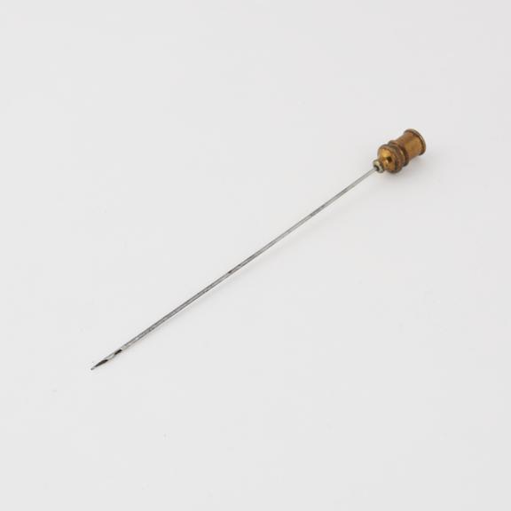 Intravenous needle, push-fit brass mount, probably English