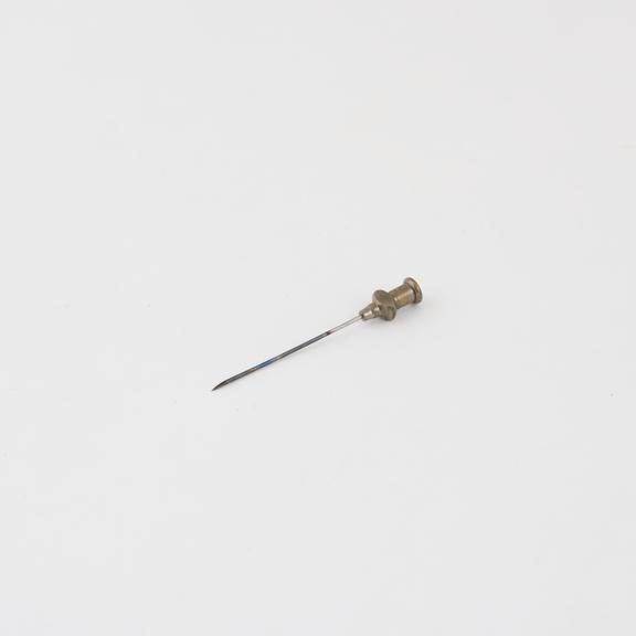 Hypodermic needle, push fit nickel-plated brass mount, English