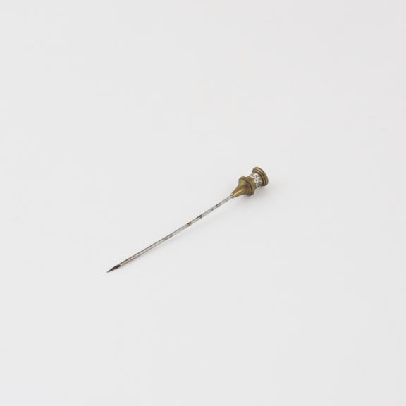 Hypodermic exploring needle, brass mount, probably English