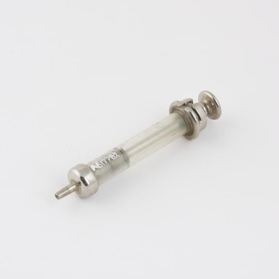 Hypodermic syringe, 1cc, Record type, glass and nickel plated