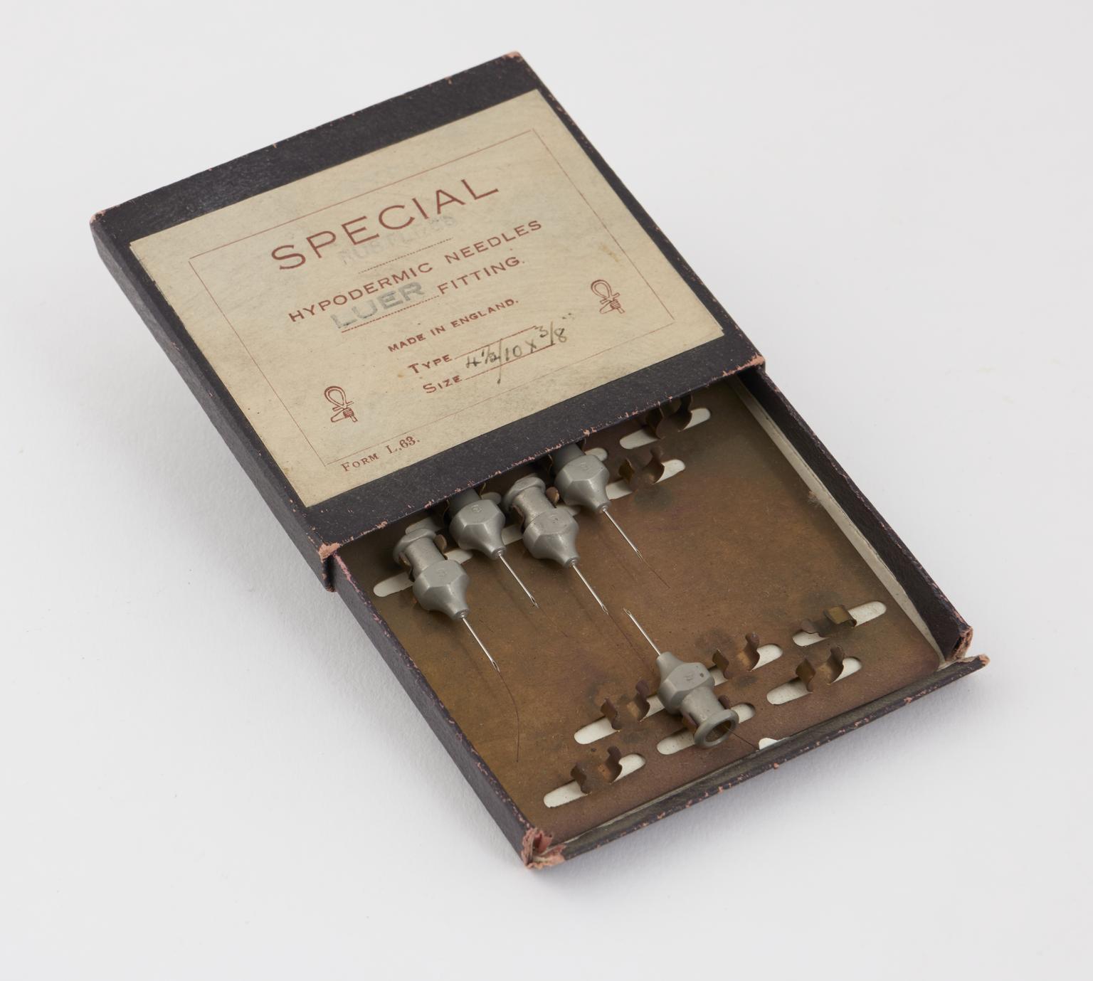 Hypodermic needles in box