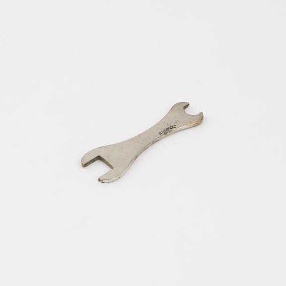 Spanner for hypodermic syringe, nickel plated metal