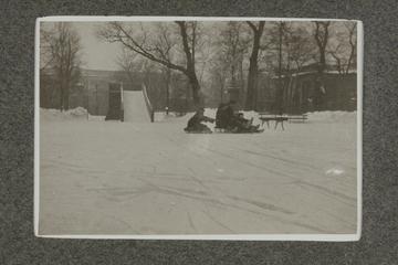 Anitchkoff Palace, Petrograd; Tobogganing on the Hill, Feb 1915