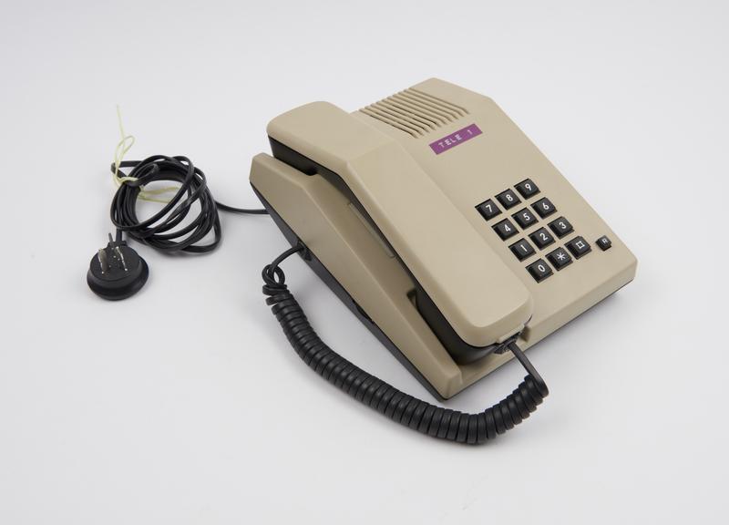 Telephone handset, beige and brown