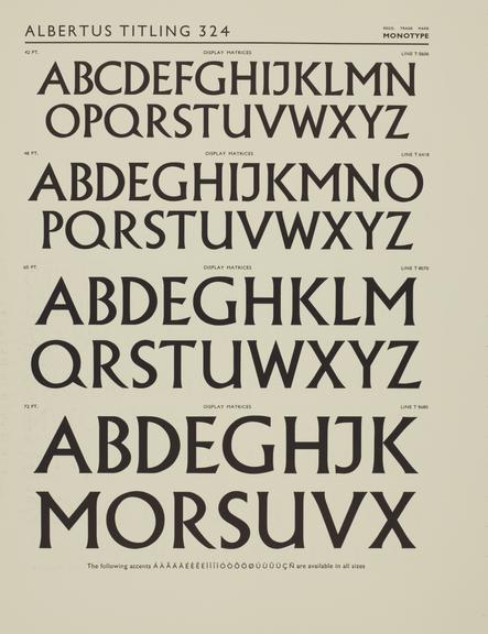 Specimen sheet for Albertus Titling (series number: 324)