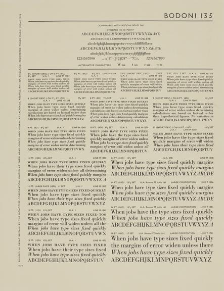 Specimen sheet for Bodoni (No.3) (series number: 135)