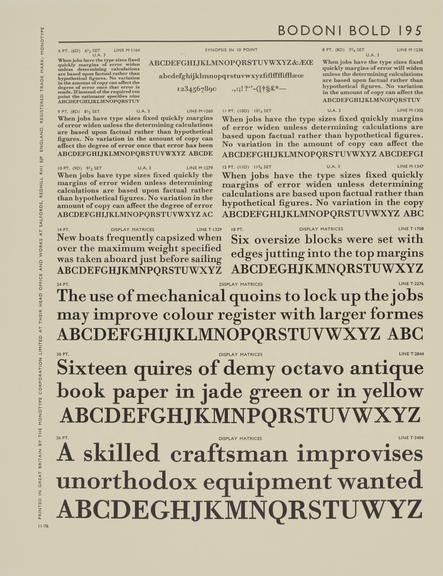 Specimen sheet for Bodoni Bold (series number: 195)