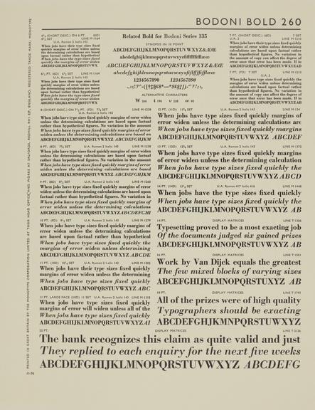 Specimen sheet for Bodoni Bold (No.2) (series number: 260)