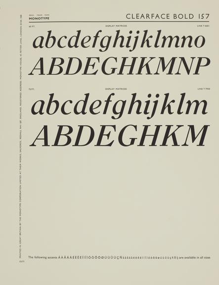 Specimen sheet for Clearface Bold (series number: 157)