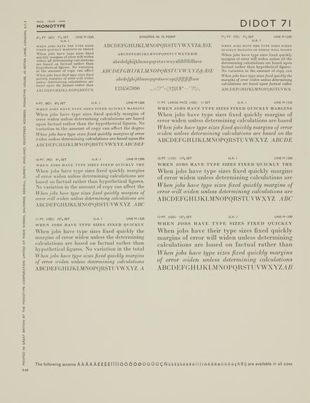 Specimen sheet for Didot (series number: 71)