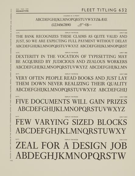 Specimen sheet for Fleet Titling (series number: 632)