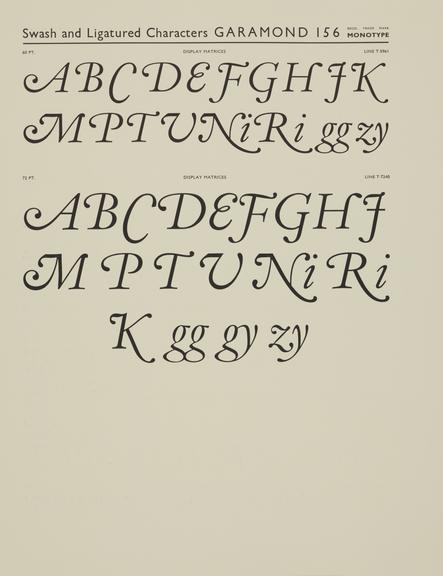 Specimen sheet for Garamond (series number: 156)