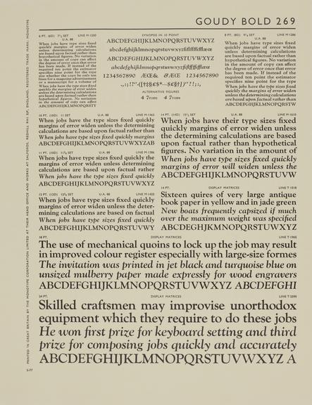 Specimen sheet for Goudy Bold (No.1) (series number: 269)