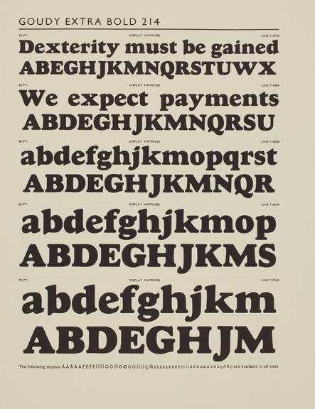 Specimen sheet for Goudy Extra Bold (series number: 214)