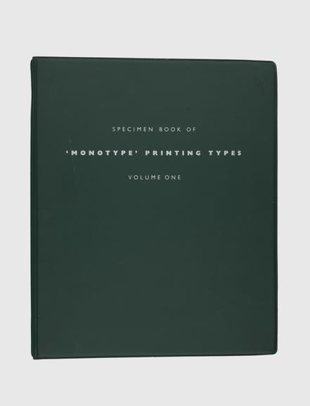 "Specimen Book of 'Monotype' Printing Type", volume one, for typeface names A to G