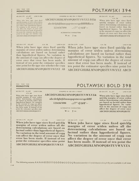 Specimen sheet for Poltawski (series number: 394)