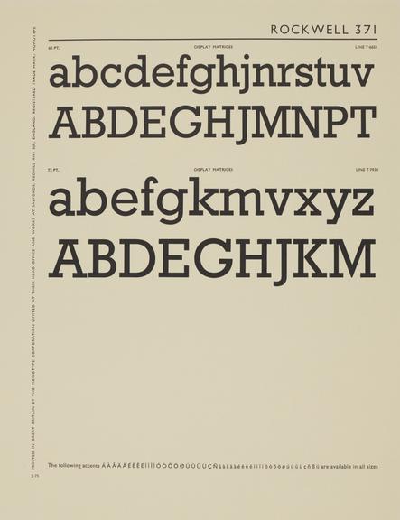 Specimen sheet for Rockwell (series number: 371)