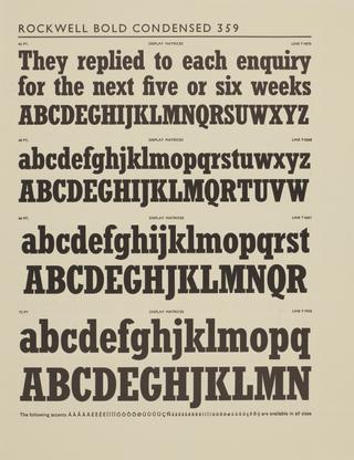 Specimen sheet for Rockwell Bold Condensed (series number: 359)