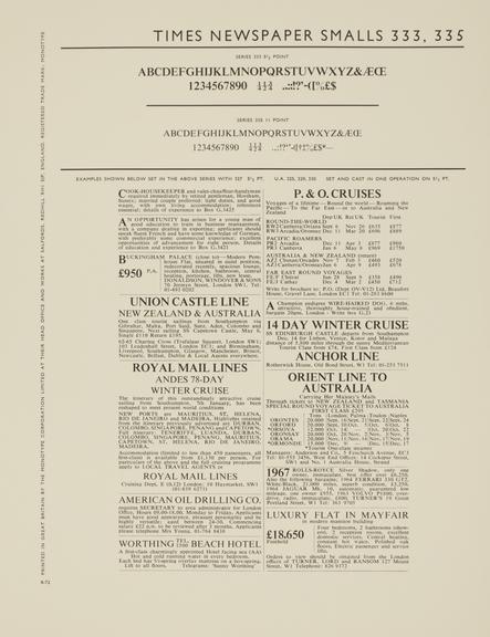 Specimen sheet for Times New Roman (series number: 327)