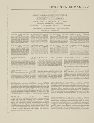 Specimen sheet for Times New Roman (series number: 327)
