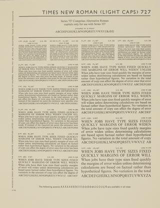 Specimen sheet for Times New Roman (French) (series number: 827)
