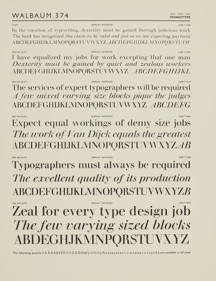 Specimen sheet for Walbaum (series number: 374)