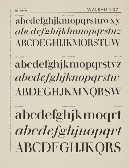 Specimen sheet for Walbaum (series number: 374)