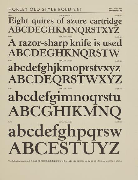 Specimen sheet for Horley Old Style Bold (series number: 261)