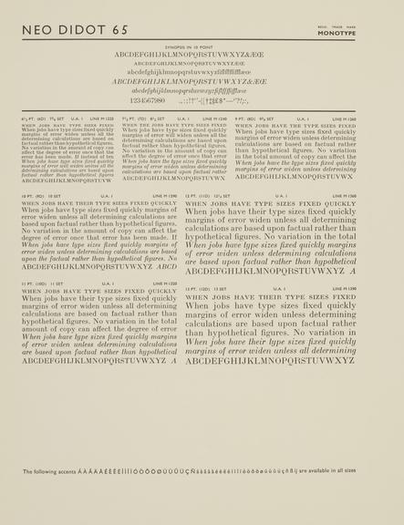 Specimen sheet for Neo Didot (No.2) (series number: 65)