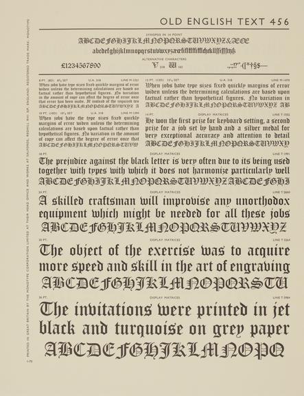 Specimen sheet for Old English Text (No.2) (series number: 456)