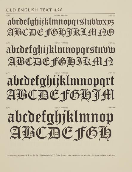 Specimen sheet for Old English Text (No.2) (series number: 456)