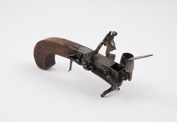 Tinder-pistol (length 7 1/8 ins) of iron