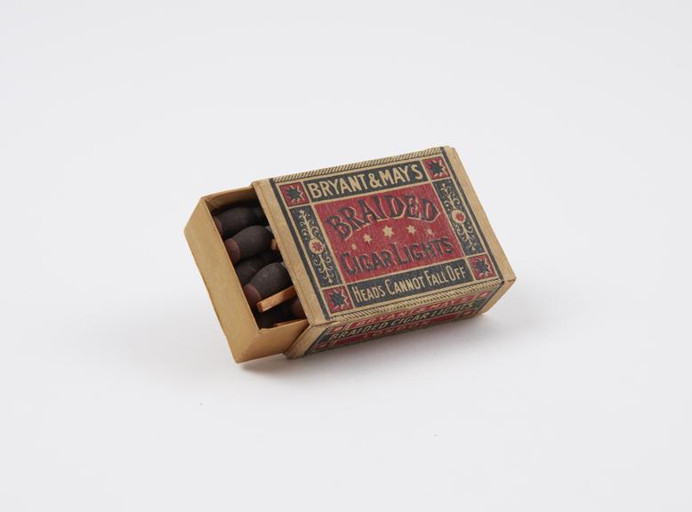 One of several boxes of Bryant & May's "Braided Cigar Lights"