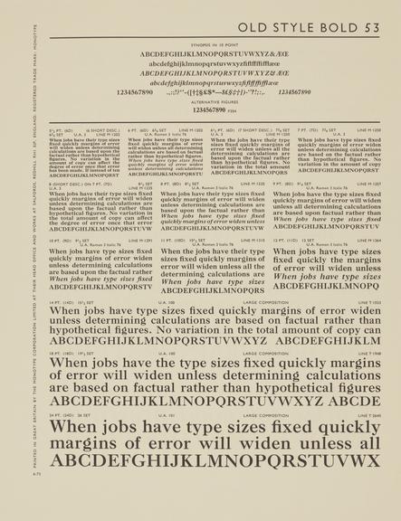 Specimen sheet for Old Style Bold (No.1) (series number: 53)