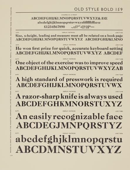 Specimen sheet for Old Style Bold (No.2) (series number: 159)