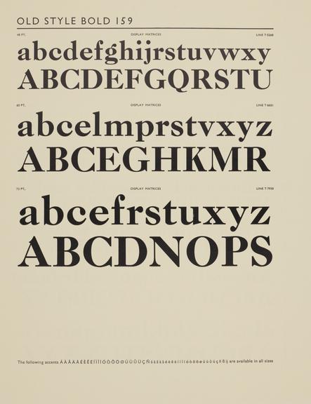 Specimen sheet for Old Style Bold (No.2) (series number: 159)