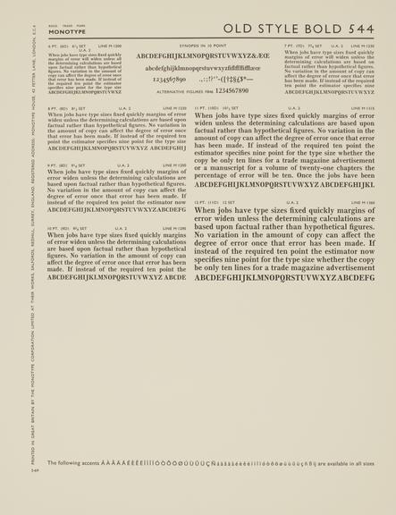 Specimen sheet for Old Style Bold (No.5) (series number: 544)