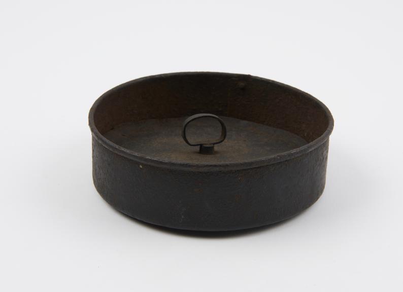 Tinder Box of Iron, 5 inch diameter, with steel and flint