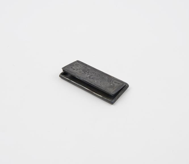 Small, flat, pocket matchbox, silver, Dutch, late 19th century