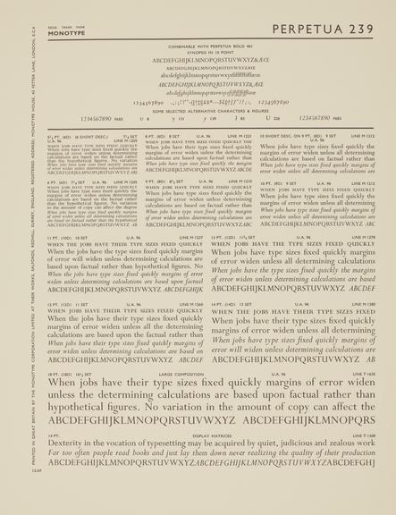 Specimen sheet for Perpetua (series number: 239)