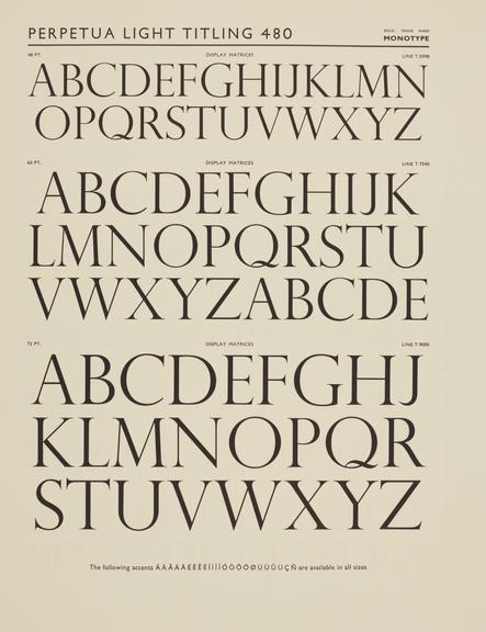 Specimen sheet for Perpetua Light Titling (series number: 480)