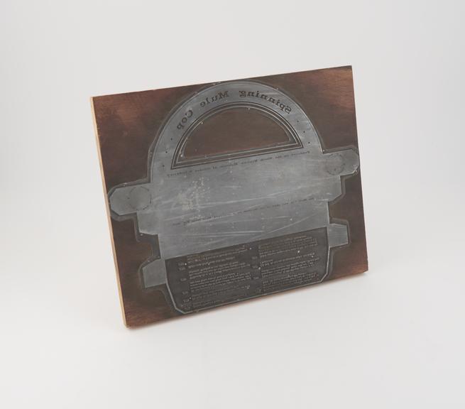 Printing Block for Spinning Mule Cop Souvenir Packaging