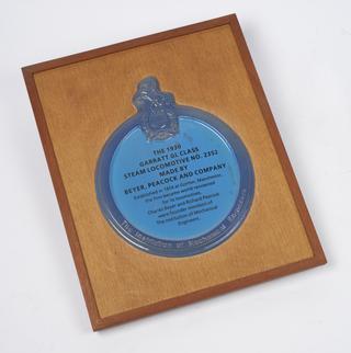 Beyer-Garratt Presentation Plaque