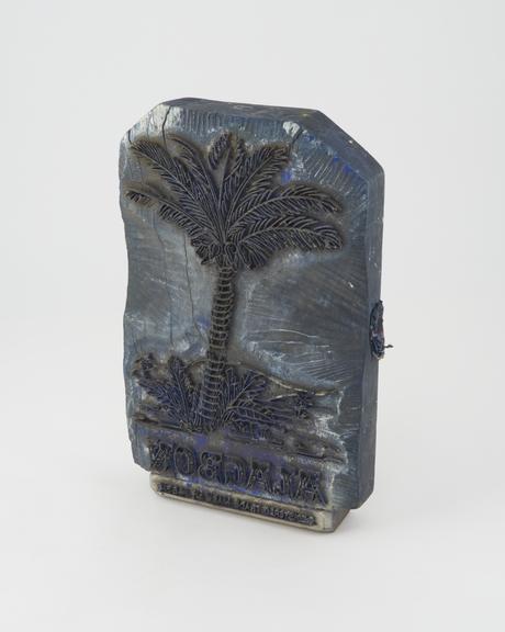 Fabric printing block, featuring palm tree